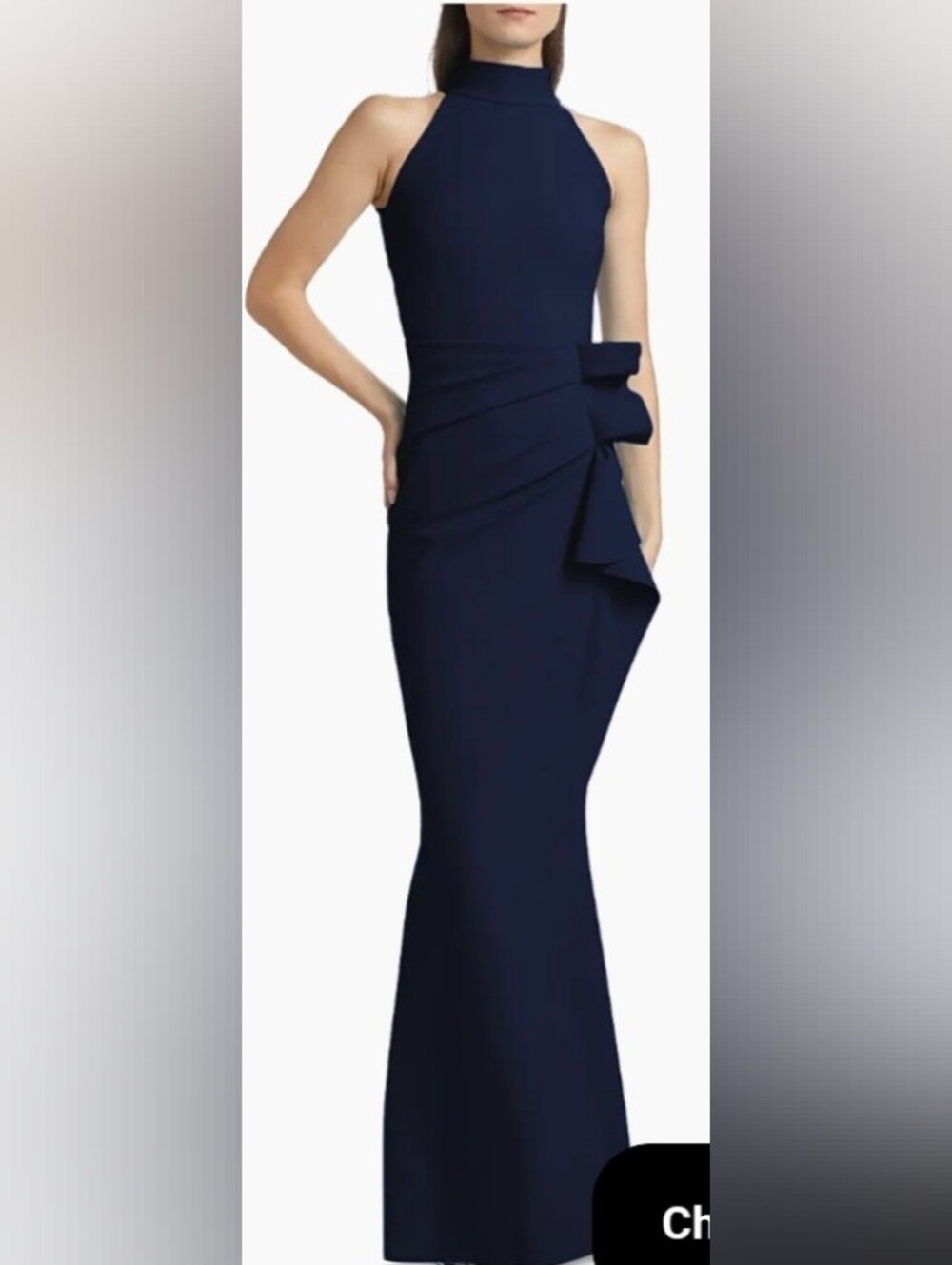 Chiara Boni La Petite Robe Navy Blue Halter Cocktail Dress Size 48 Made in Italy